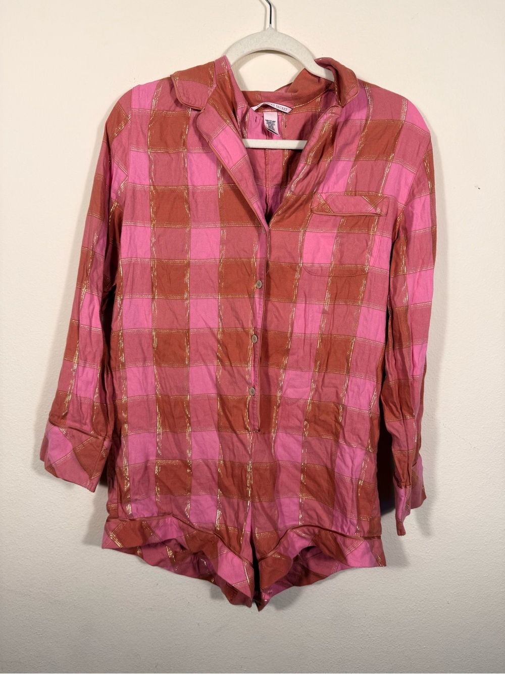 Pink & Gold Victorias Secret One Piece Pajamas Sleepwear Loungewear Comfy